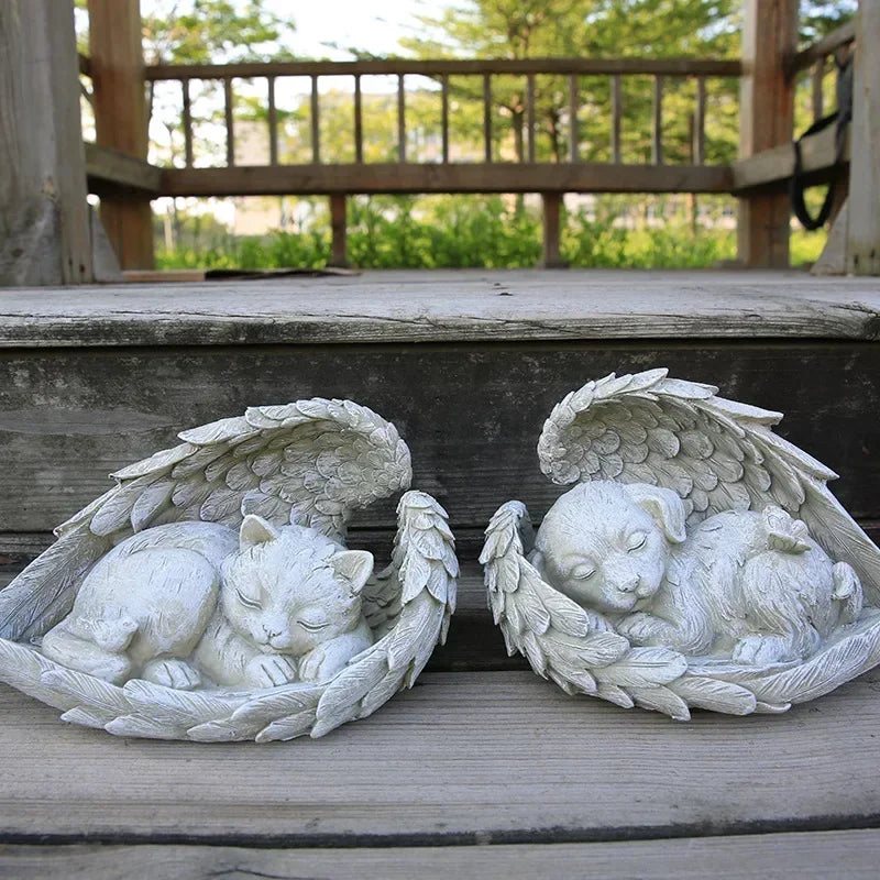 Personalized Pet Memorial Stone – Angel Dog or Cat Resin Tombstone Ornament