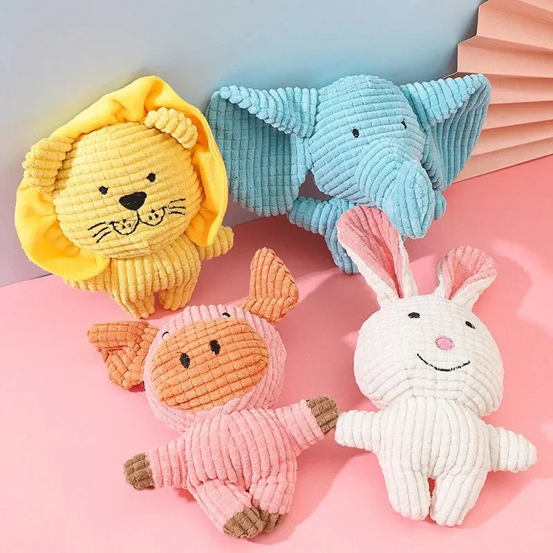 Plush Dog Toy – Bite-Resistant Squeaky Animal Toy for Small, Medium & Large Dogs | Interactive Cute Lion/Rabbit Shape
