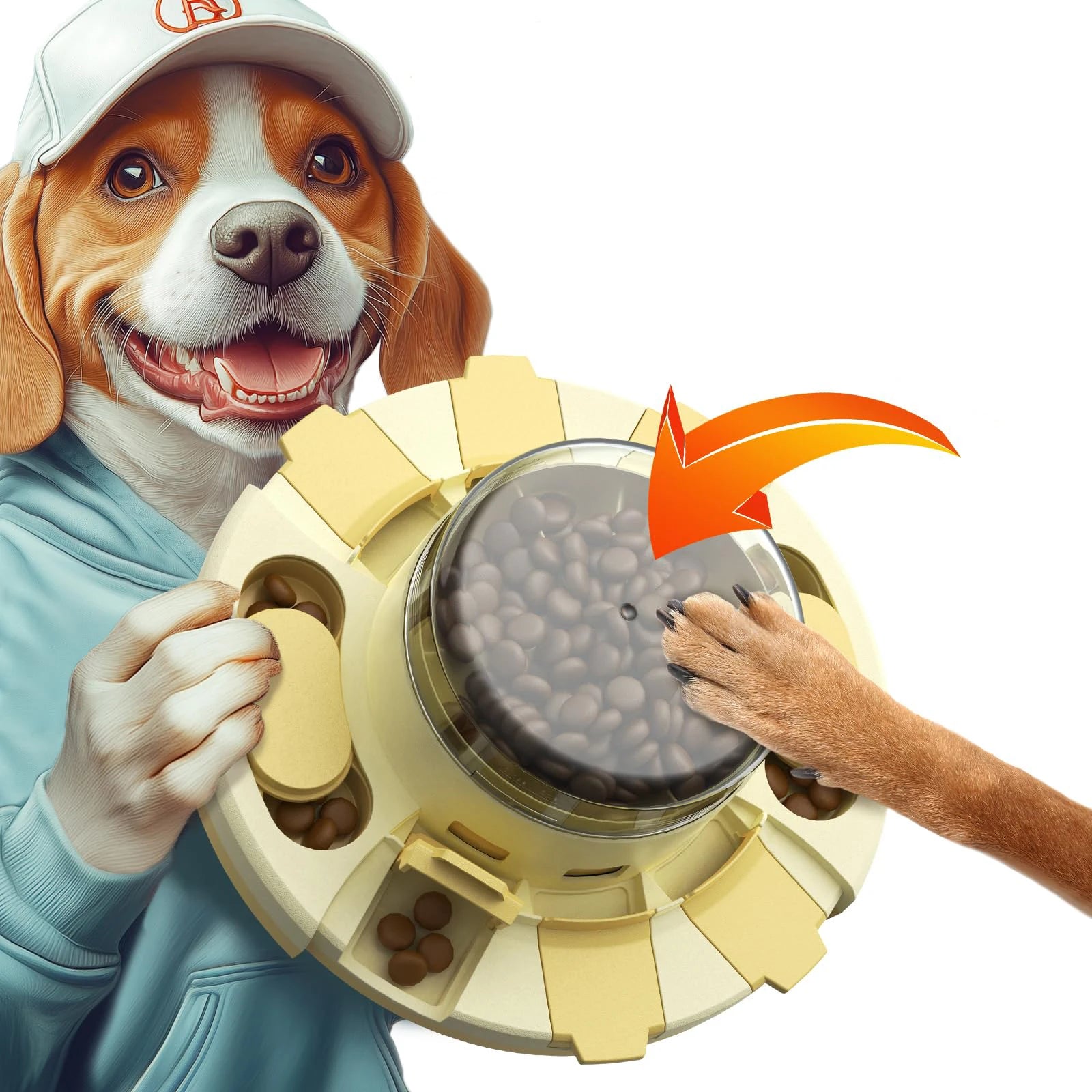KADTC Dog Puzzle Toy with Button – 2-in-1 Level 2 Interactive Food Dispenser & Slow Feeder for Puppy Mental Stimulation