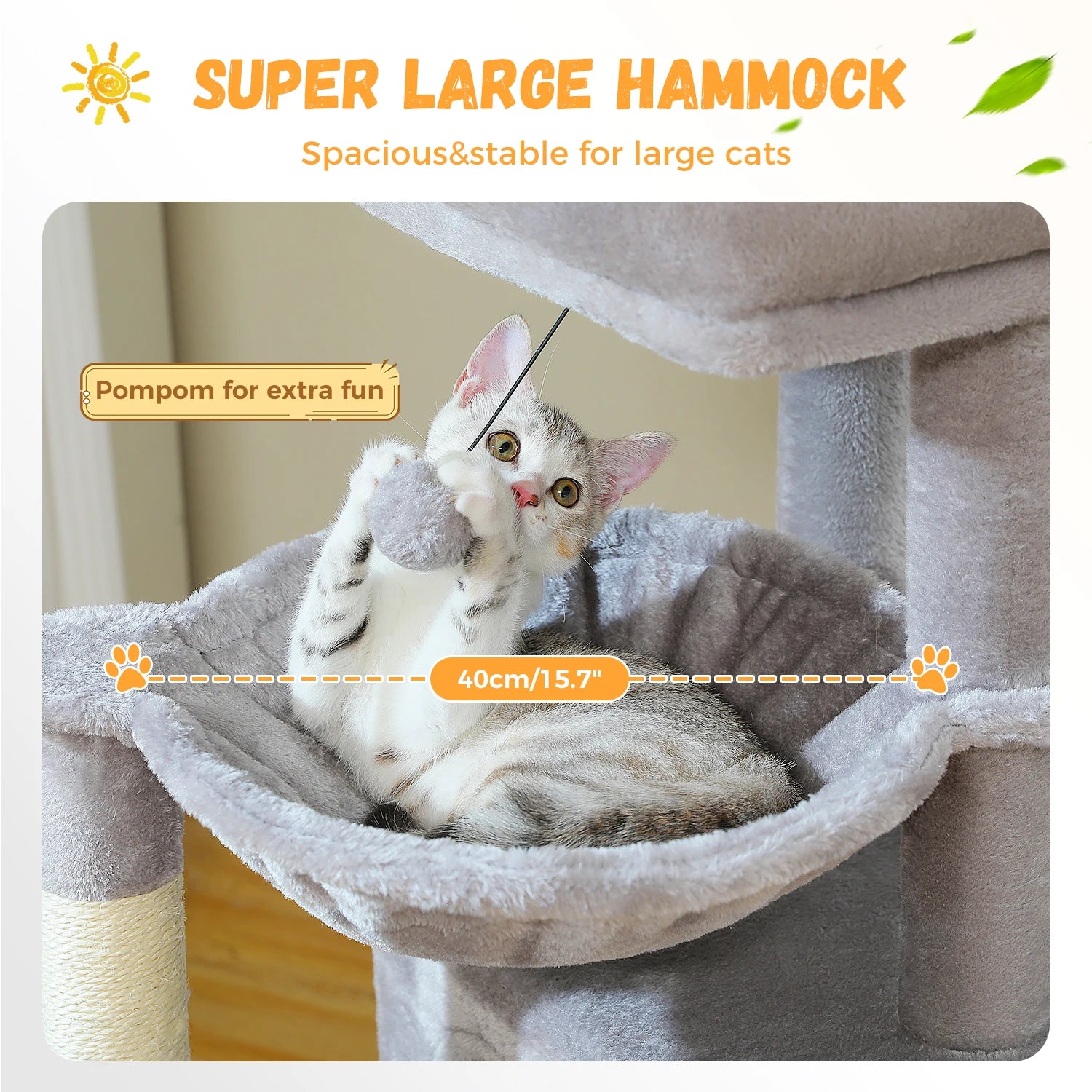 Luxury Cat Tree – Multi-Level Tower with Condos, Hammock & Scratching Posts