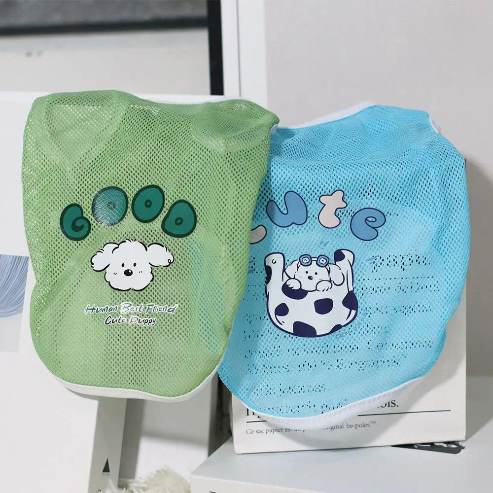 Spring & Summer Mesh Pet Vest – Lightweight Cartoon Print Vest for Cats and Dogs (Medium & Large Breeds)