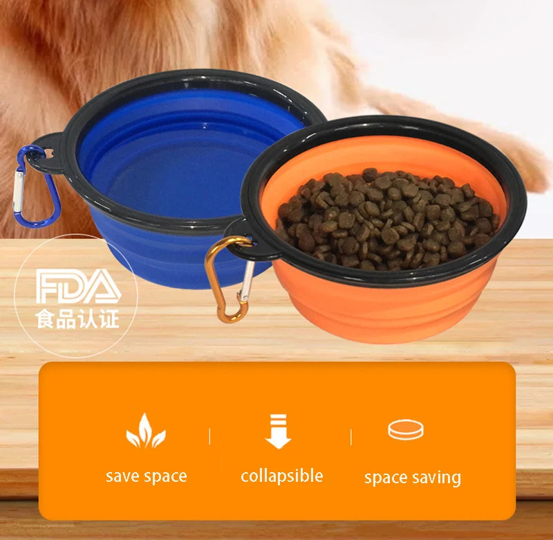 Collapsible Silicone Dog Bowl – 350ml/1000ml Travel Feeder Dish for Food & Water