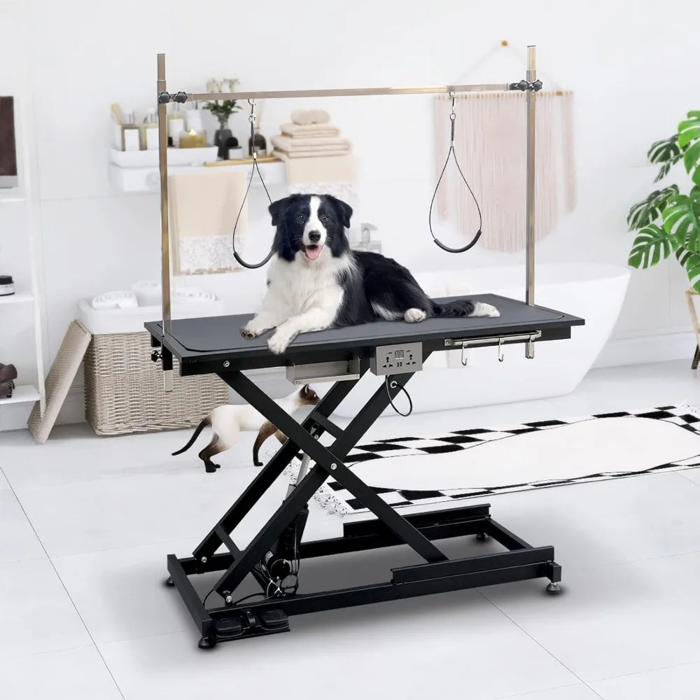 49.6” Adjustable Dog Grooming Table – Professional Pet Trimming Table with Arm & Noose