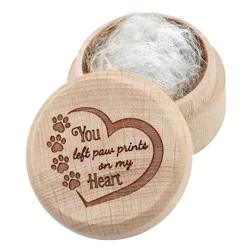 Wooden Pet Hair & Memory Keepsake Box – Durable Memorial Box for Dog & Cat Hair, Teeth & Ashes
