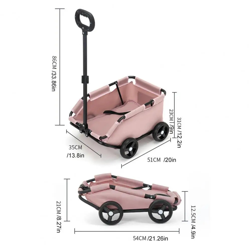 Safe Hair-Free Pet Carrier Stroller – 4-Wheel Folding Cart for Small Dogs & Cats