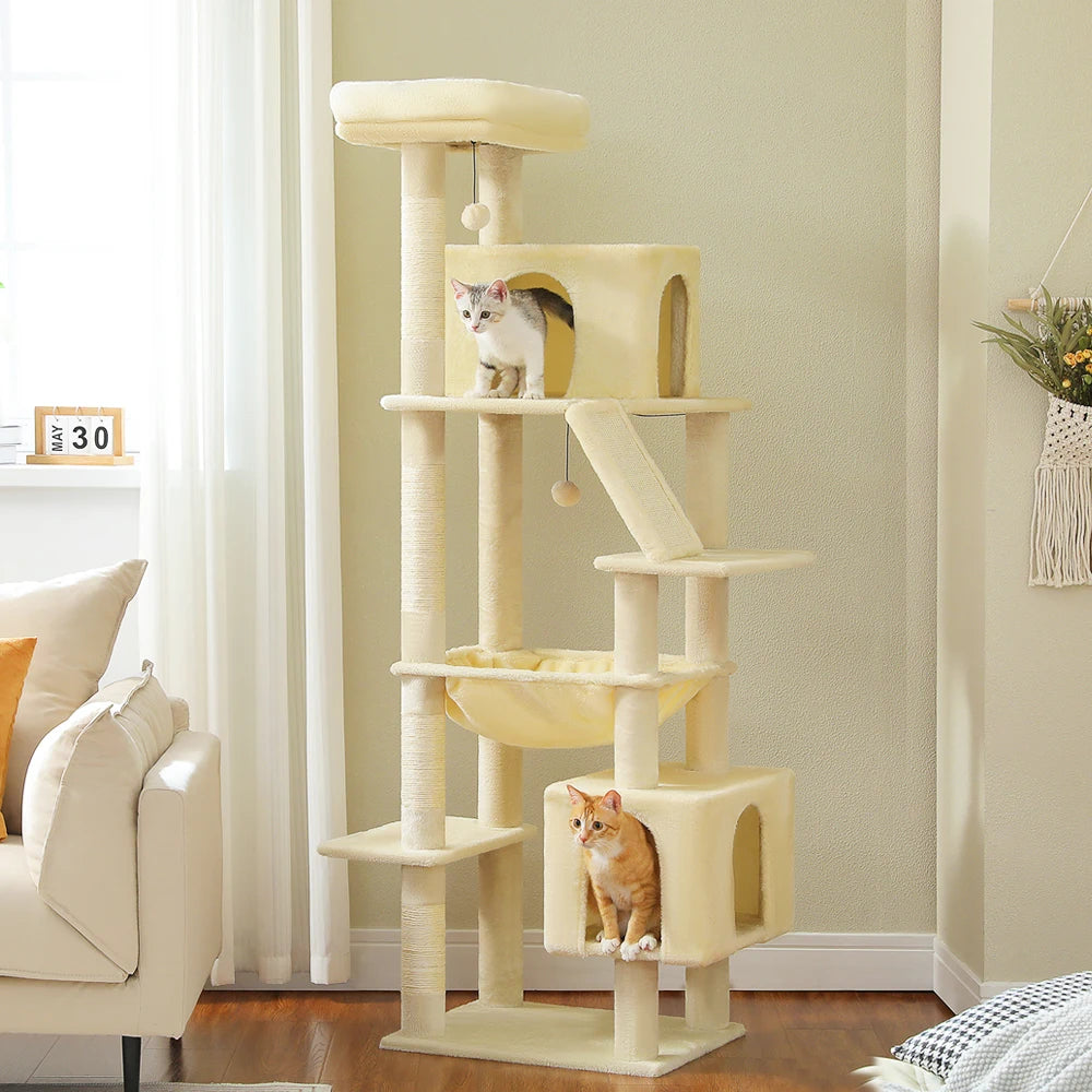 180cm Large Cat Tree Tower – Multi-Level Cat Condo with Hammock, Spacious Perch & Sisal Scratching Posts