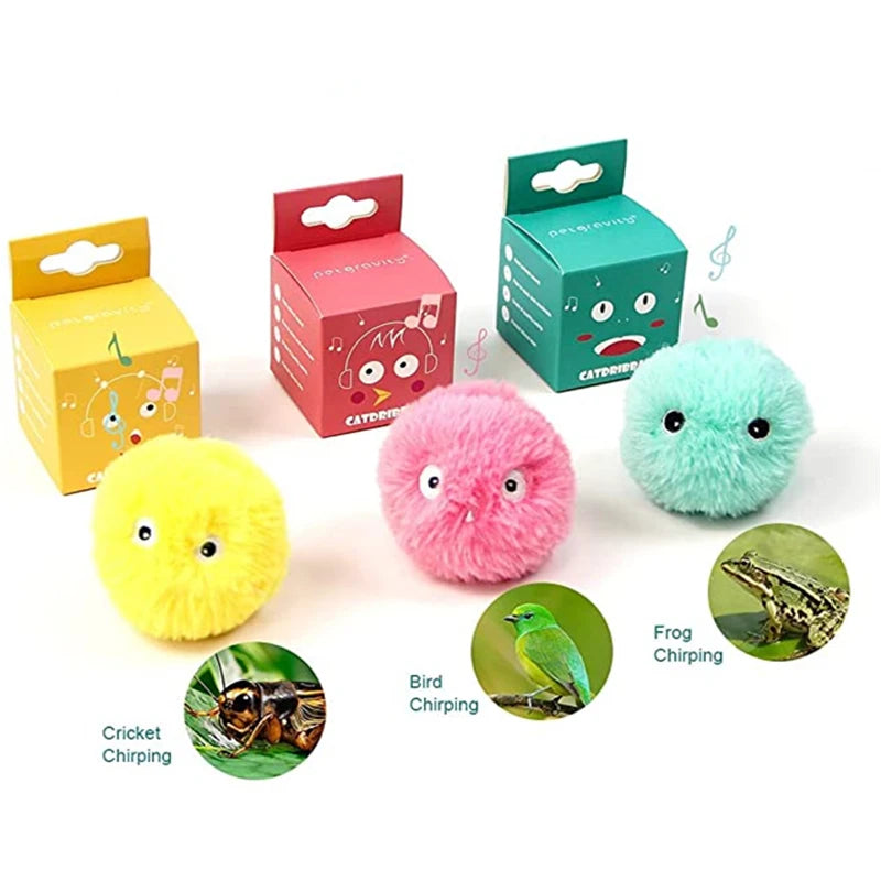 Interactive Plush Cat Toy Ball – Electric Catnip Squeak Toy for Kitten Training & Play