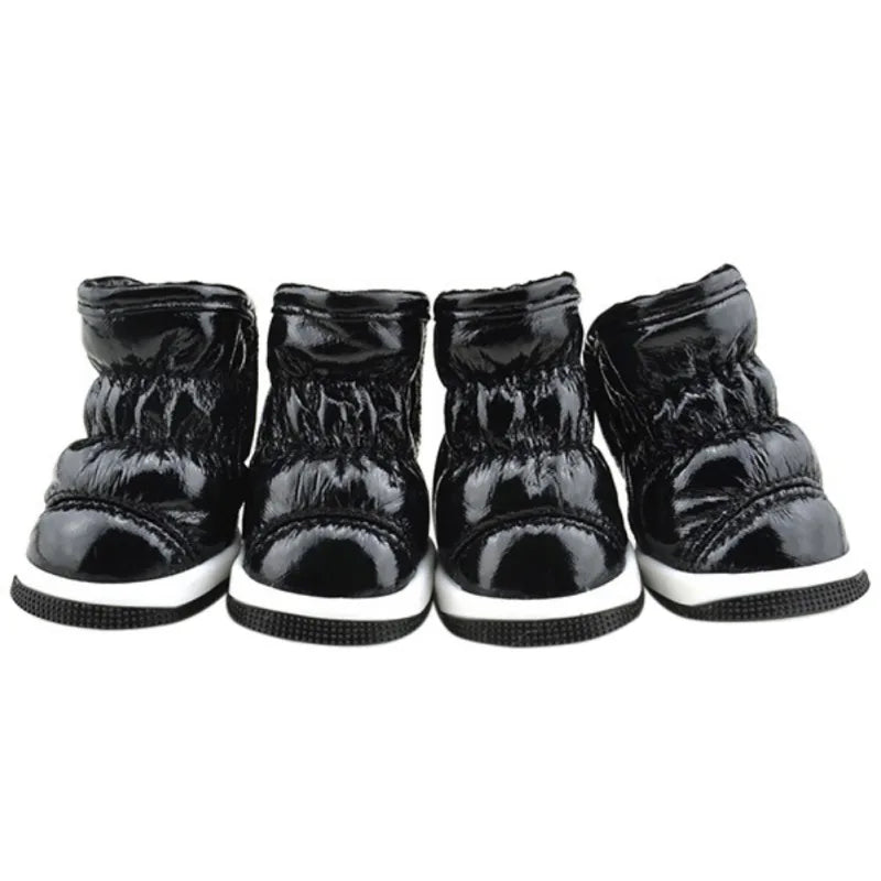 4pcs Winter Dog Shoes – Waterproof Fleece-Lined Snow Boots for Small Dogs