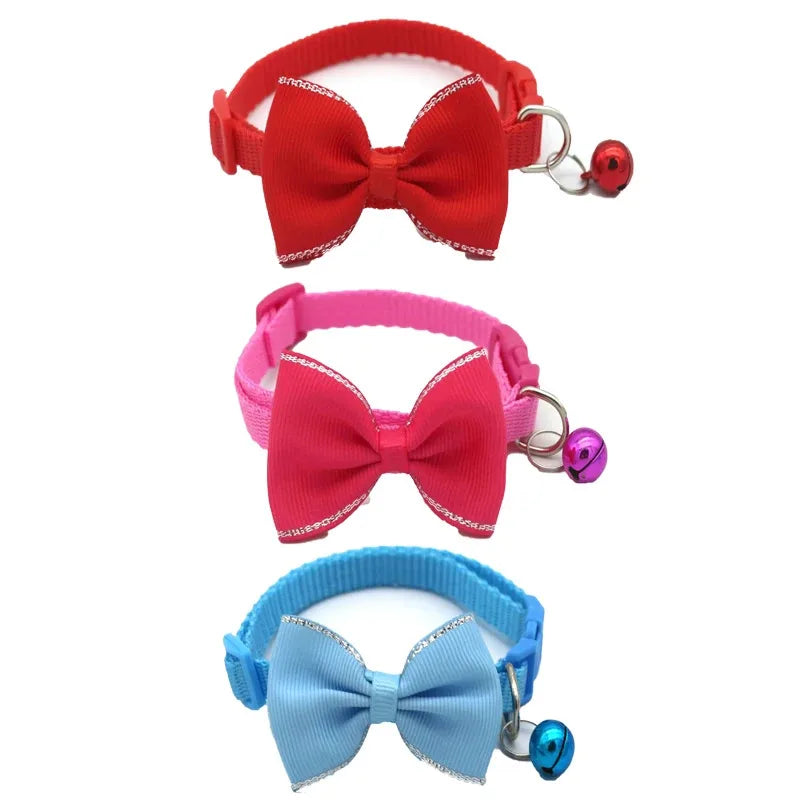Cute Cat Collar with Bow & Bell – Adjustable Pet Collar Set (1–8 PCS, Multicolor)