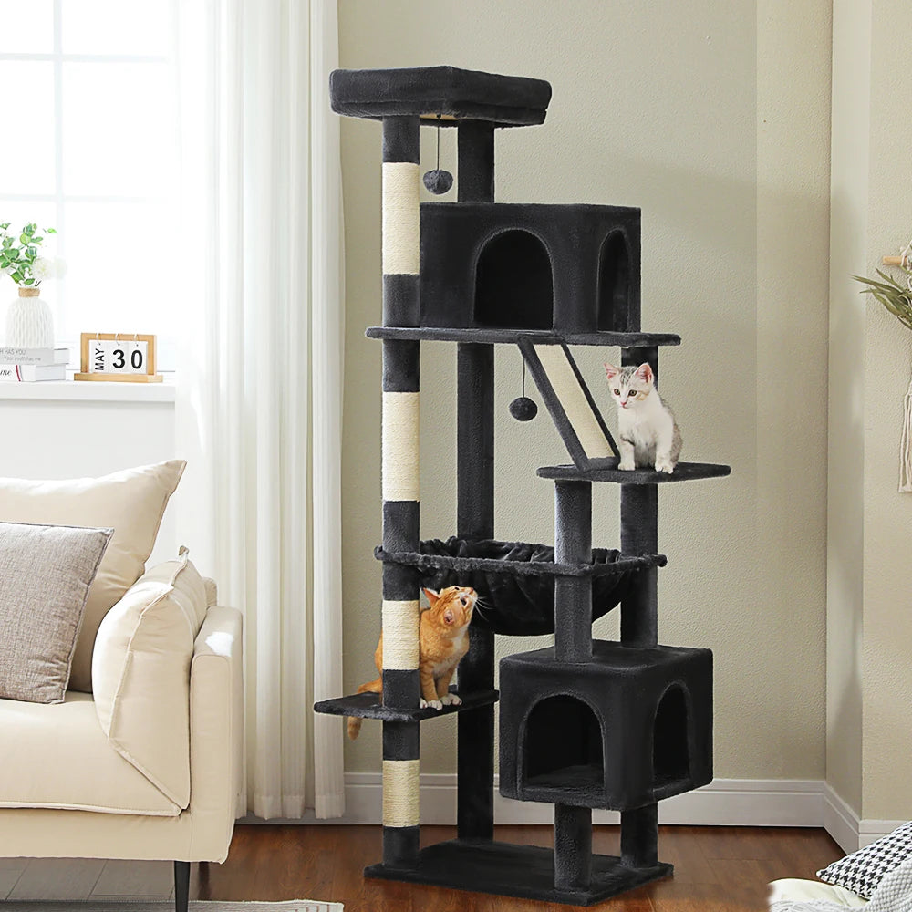 180cm Large Cat Tree Tower – Multi-Level Cat Condo with Hammock, Spacious Perch & Sisal Scratching Posts
