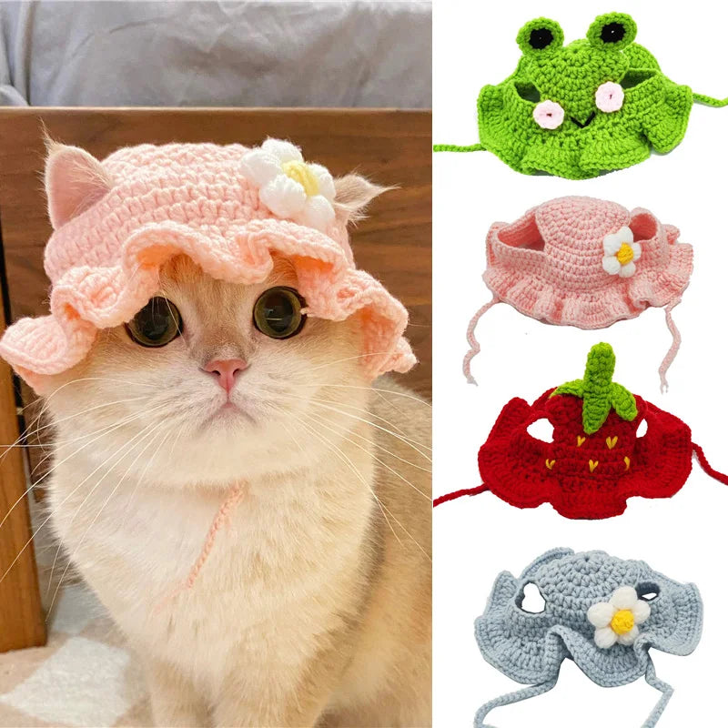 Knitted Cat Hat – Autumn Winter Pet Hat for Cats, Kittens & Small Dogs