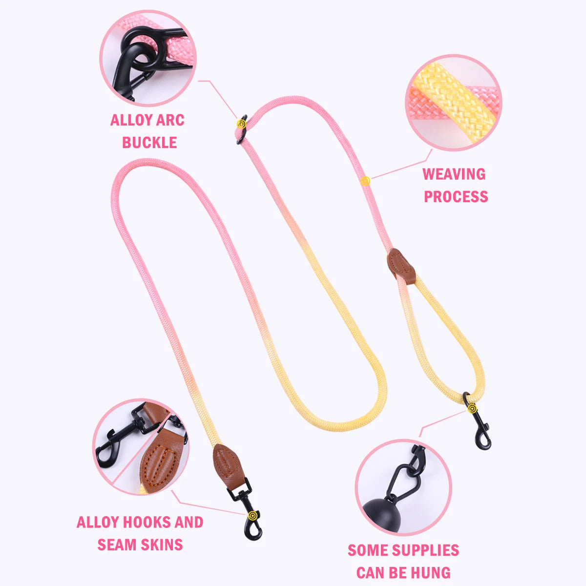 Gradient Rope Dog Leash – Durable Outdoor Lead with Comfortable Handle