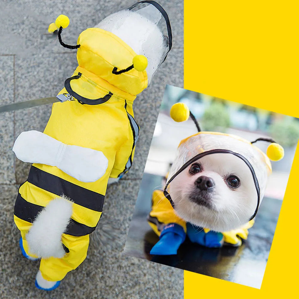 Bear Dog Raincoat – Full Body Waterproof Puppy Jacket with Hood