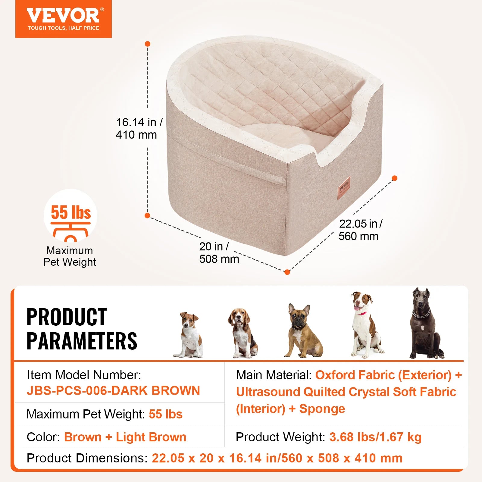 SucceBuy Dog Car Seat – Waterproof Booster Seat & Travel Bed for Medium & Large Dogs