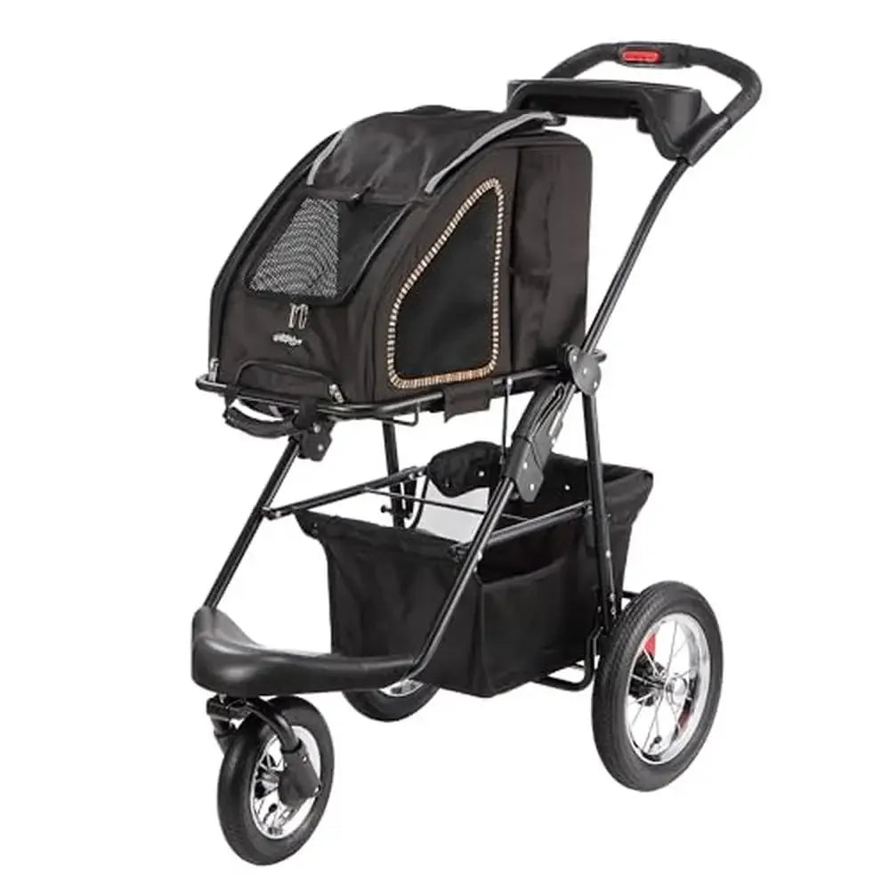 Travel Pet Carrier Stroller Anxiety Relief Safety Leash Seatbelt Durable Lightweight Smooth Ride Rolling Attachment Pockets