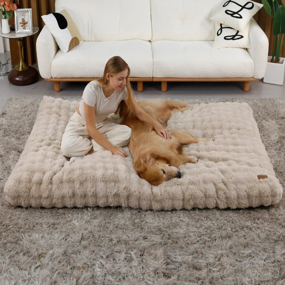 Ultra Plush Dog Bed – Soft Washable Pet Cushion Mattress for Large Dogs & Puppies
