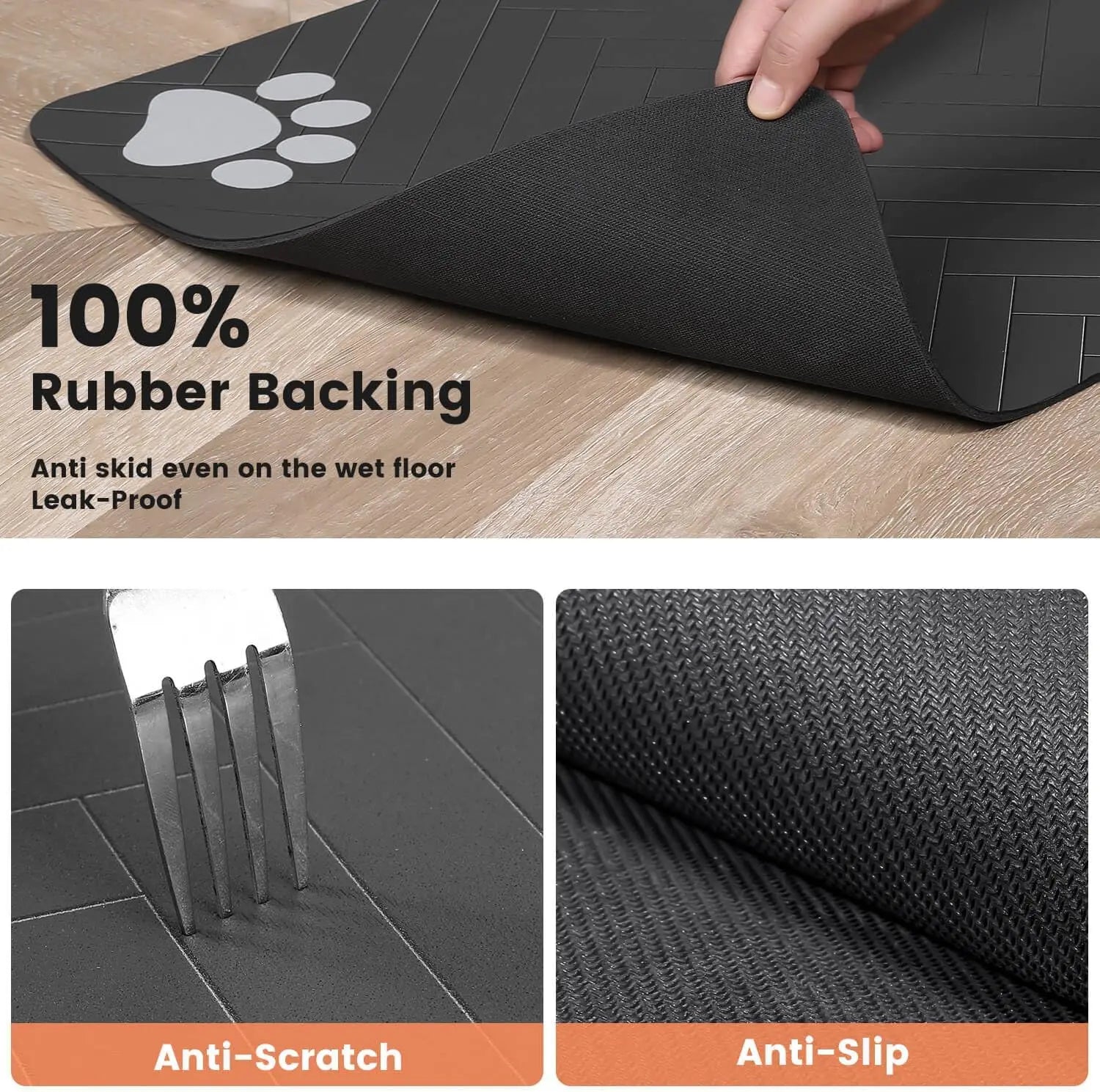 Pet Feeding Mat – Absorbent Placemat with Waterproof Rubber Backing for Dogs & Cats