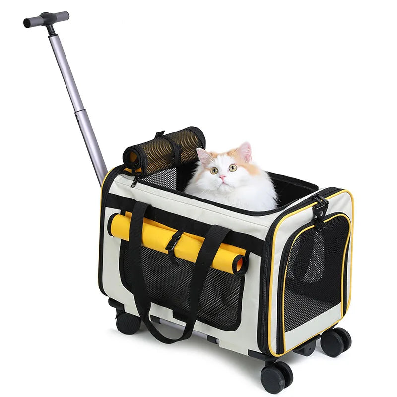 Extra Large Pet Trolley Bag – Foldable Travel Carrier for Cats & Dogs