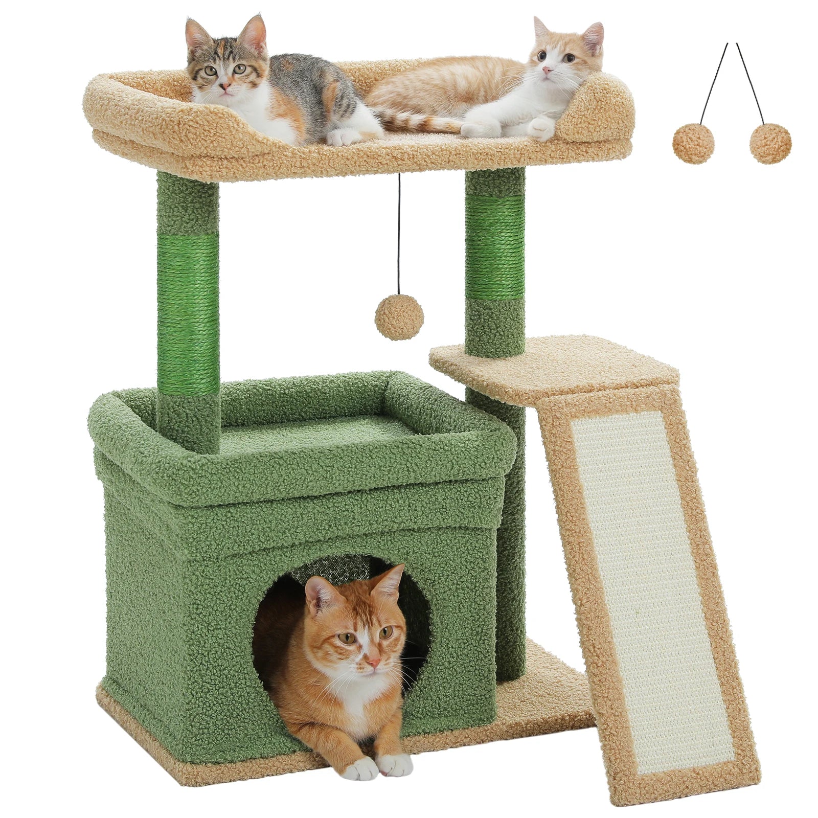 Small Cat Tree – Indoor Cat Tower with Condo, Sisal Scratcher & Toys