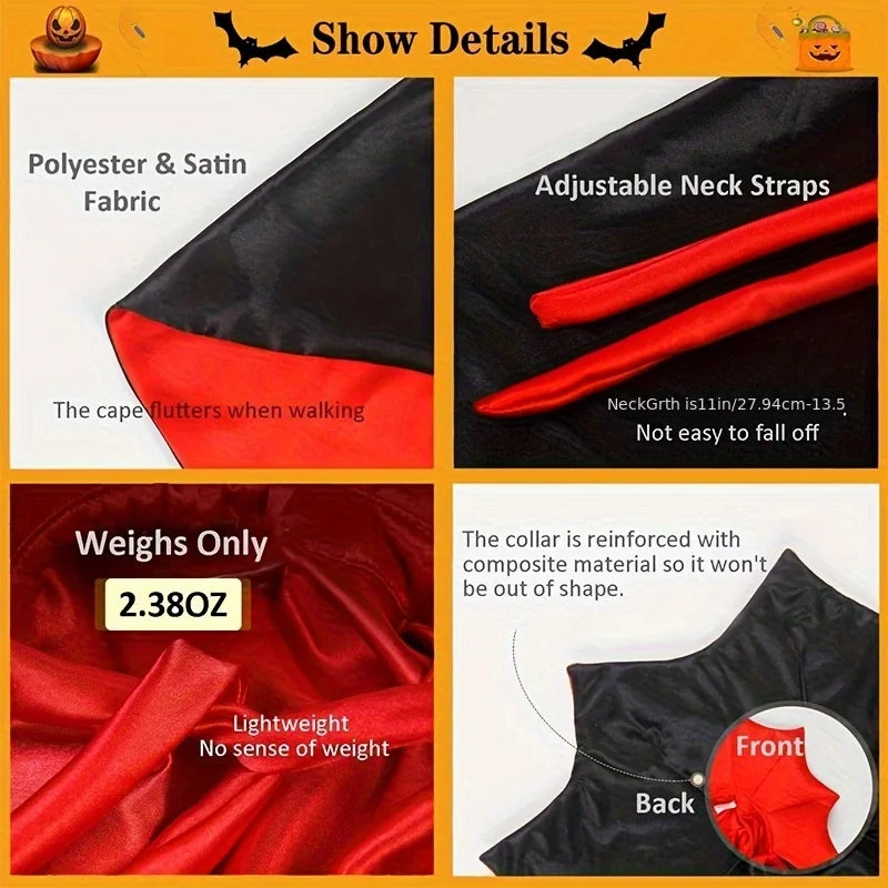 Halloween Vampire Cape – Adjustable Pet Costume for Dogs & Cats