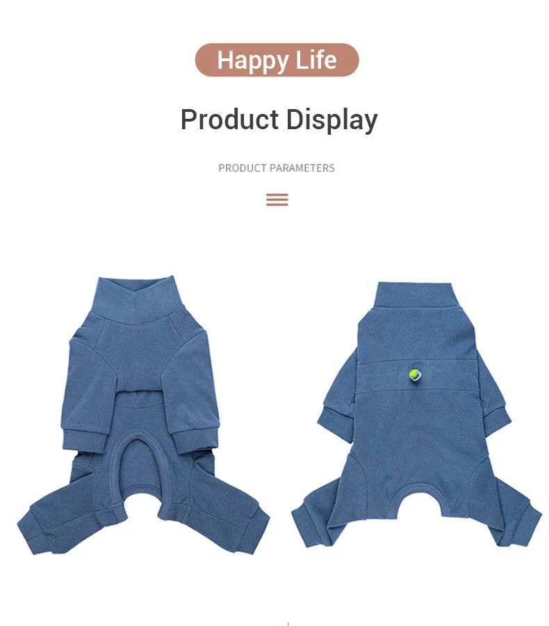 Winter Dog Pajamas – Soft Velvet Warm Jumpsuit for Small Dogs with High Neck