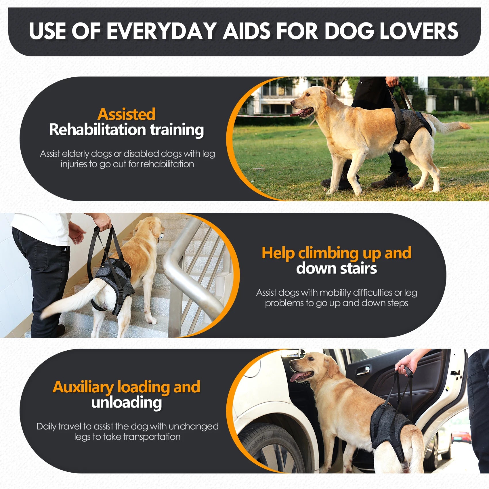 Dog Dog Sling Harness – Hind-Leg Support for Elderly & Disabled Large DogsSling for Large Dogs Hind Leg Support to Help Rehabilitate The Hind Limbs of Elderly Dogs with Weak Hind Legs Disabilities