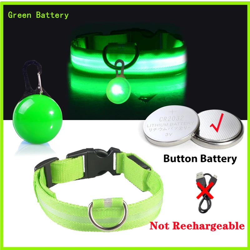 USB Rechargeable LED Dog Collar – Glowing Light-Up Safety Collar with Pendant for Small Dogs & Cats