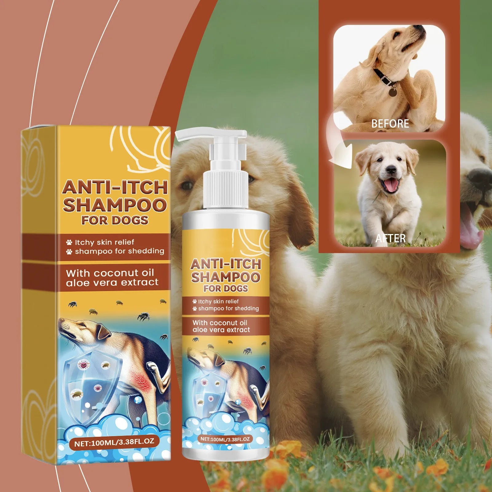 100ml Itch Relief Dog Shampoo – Anti-Allergy, Nourishing & Gentle Cleaning for Pets