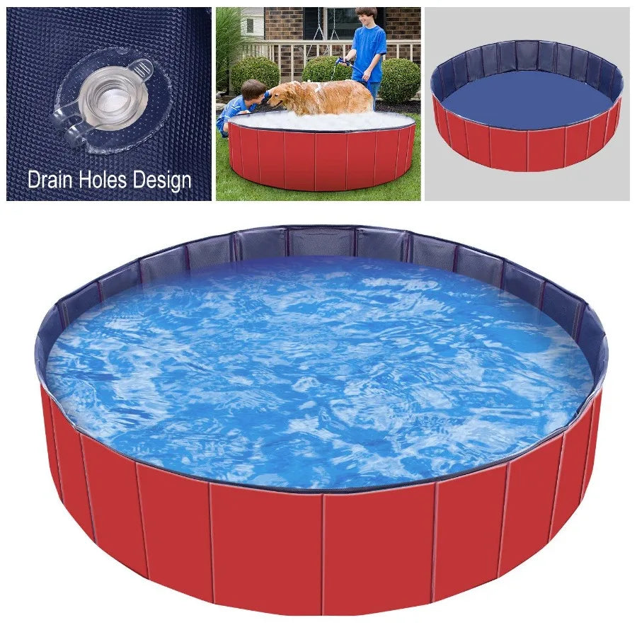 Foldable Pet Swimming Pool – Durable PVC Dog Bathing Tub & Kiddie Play Pool
