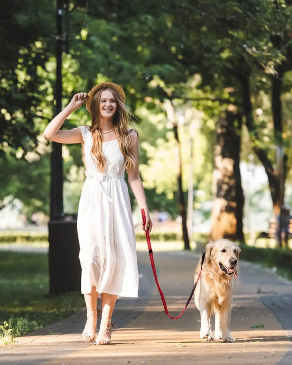 Tactical Dog Leash – Heavy-Duty 4–6FT Bungee Lead with Dual Handles, Metal Clip & Seatbelt Attachment