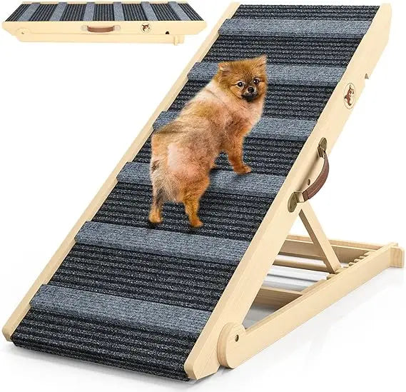 Adjustable Height Dog Ramp – Portable Pet Ramp for Large, Small & Senior Pets (11"–26.6")