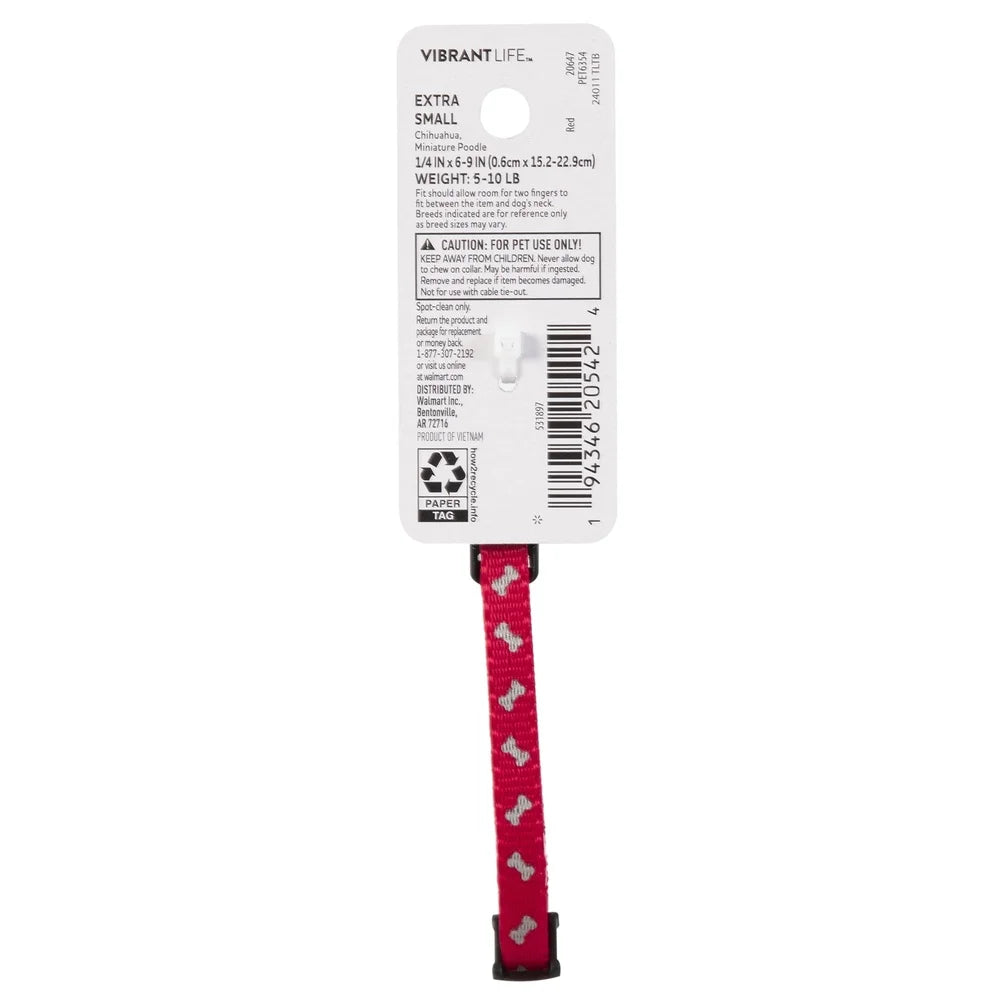 Reflective Waterproof Dog Collar – Extra Small (XS) Adjustable Polyester with D-Ring Leash Attachment