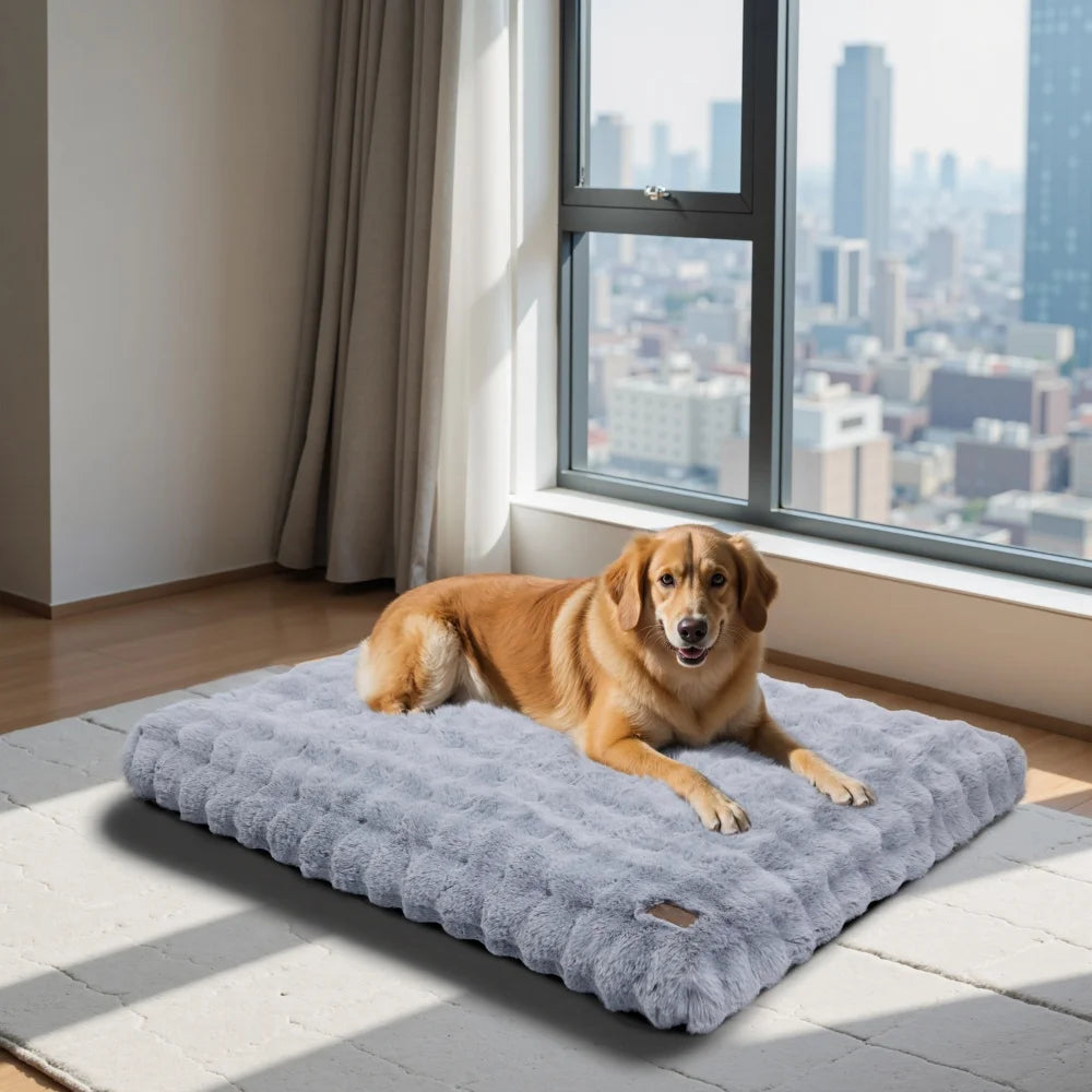 Ultra Plush Dog Bed – Soft Washable Pet Cushion Mattress for Large Dogs & Puppies