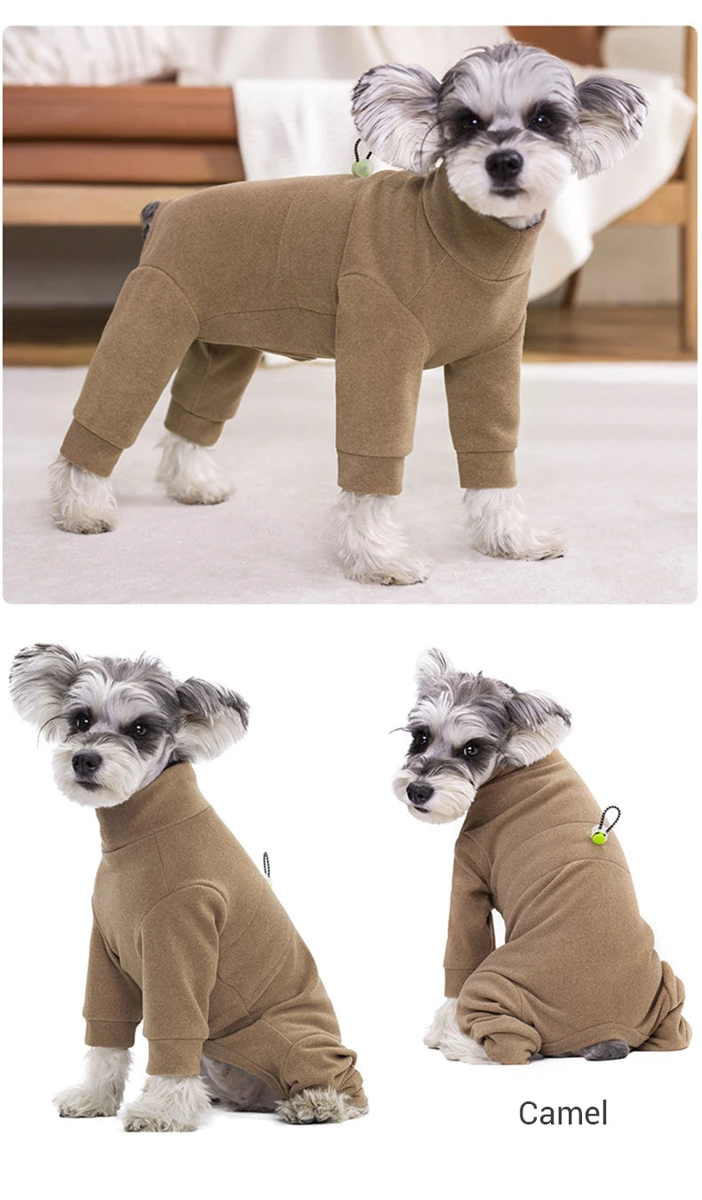 Winter Dog Pajamas – Soft Velvet Warm Jumpsuit for Small Dogs with High Neck