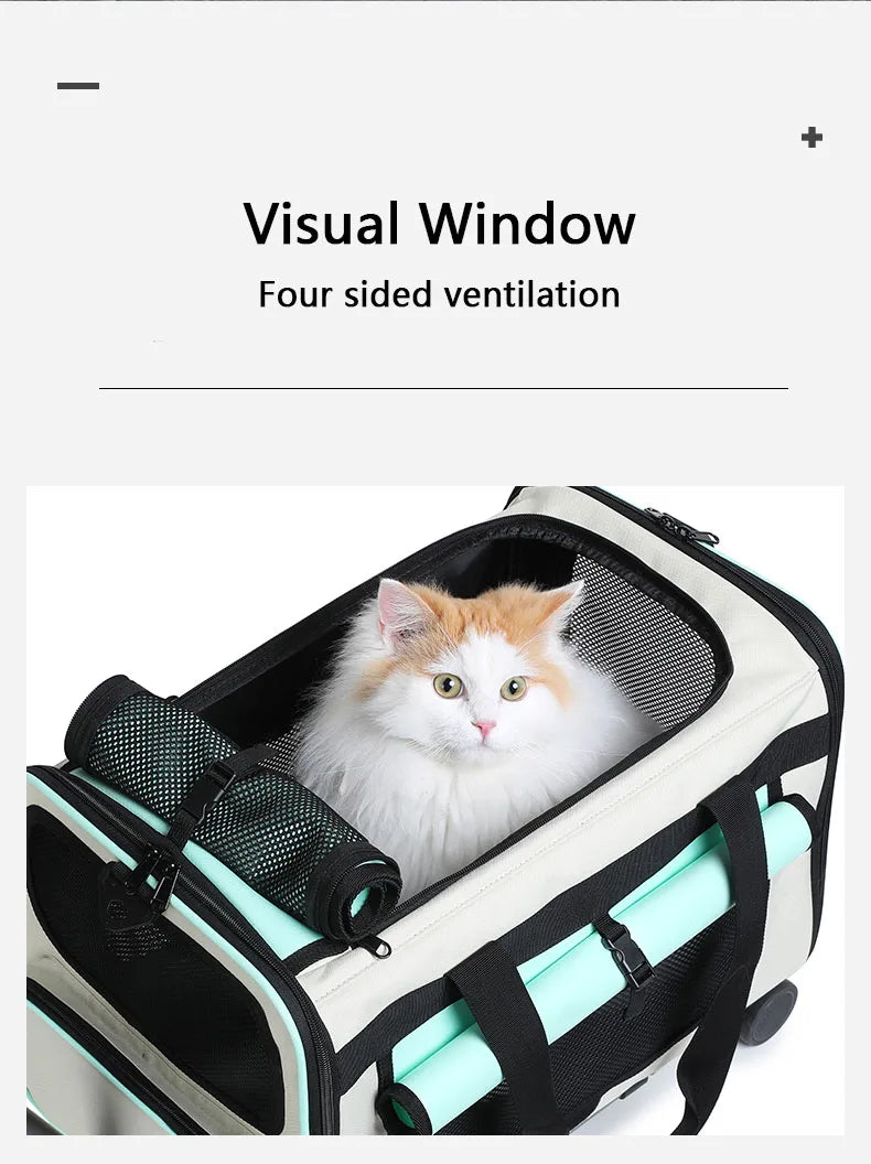 Extra Large Pet Trolley Bag – Foldable Travel Carrier for Cats & Dogs