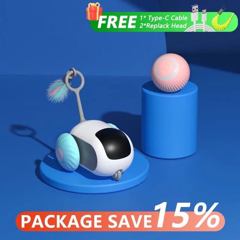Smart Interactive Cat Toy Car – Automatic Rolling Remote Control Ball Toy