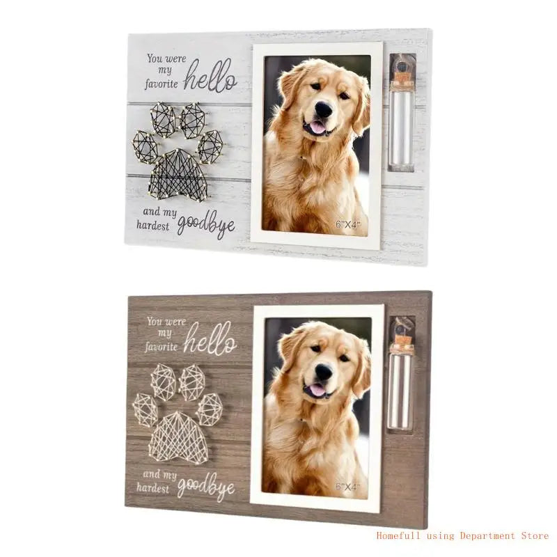 Personalized Pet Memorial Photo Frame with Glass Bottle Keepsake