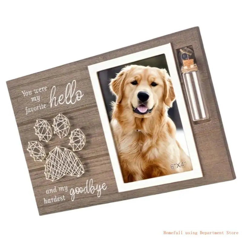 Personalized Pet Memorial Photo Frame with Glass Bottle Keepsake