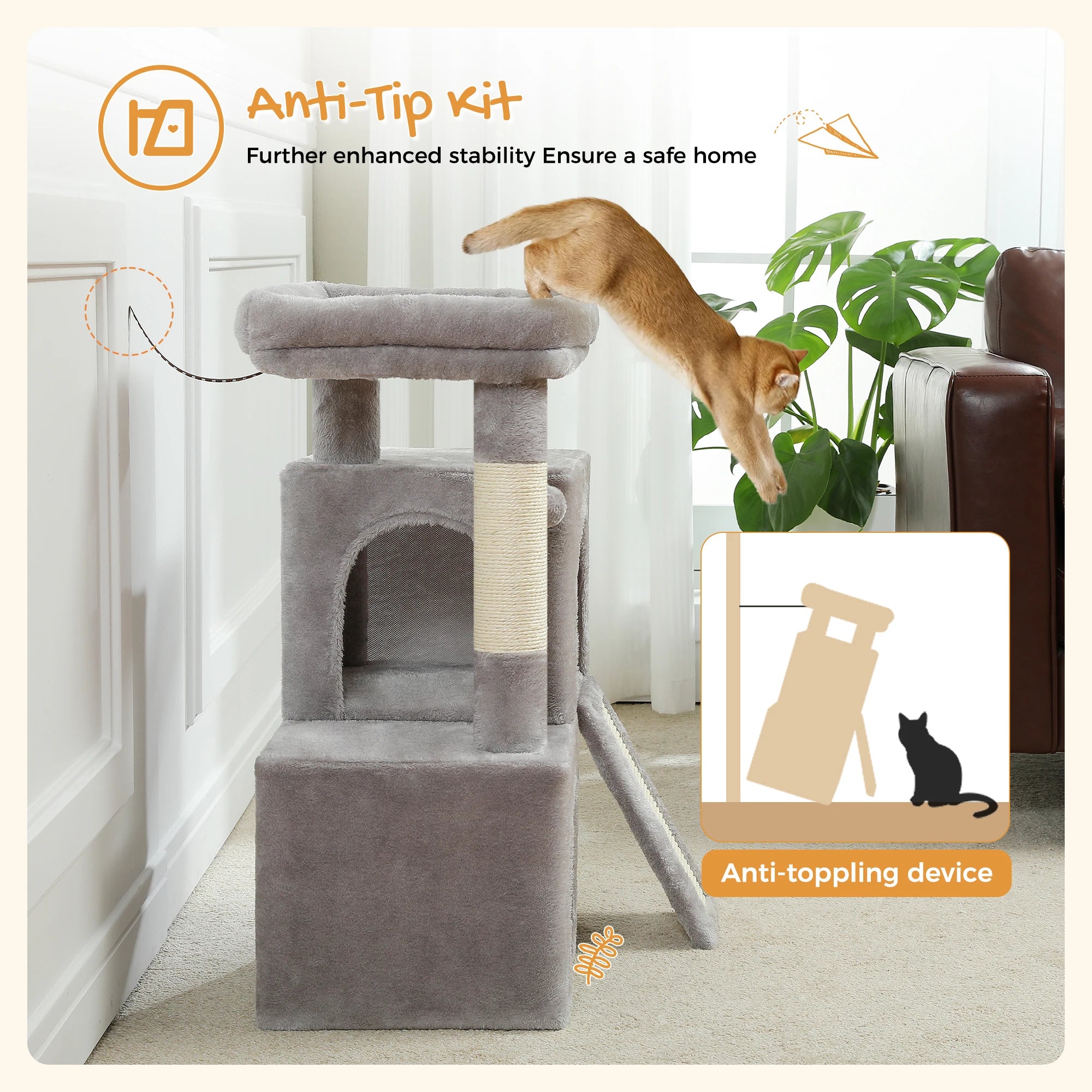 Luxury Cat Tree – Multi-Level Tower with Condos, Hammock & Scratching Posts