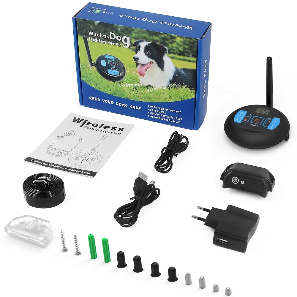 Wireless Dog Fence System – 200m Rechargeable Electric Collar with Beep & Shock Training Modes