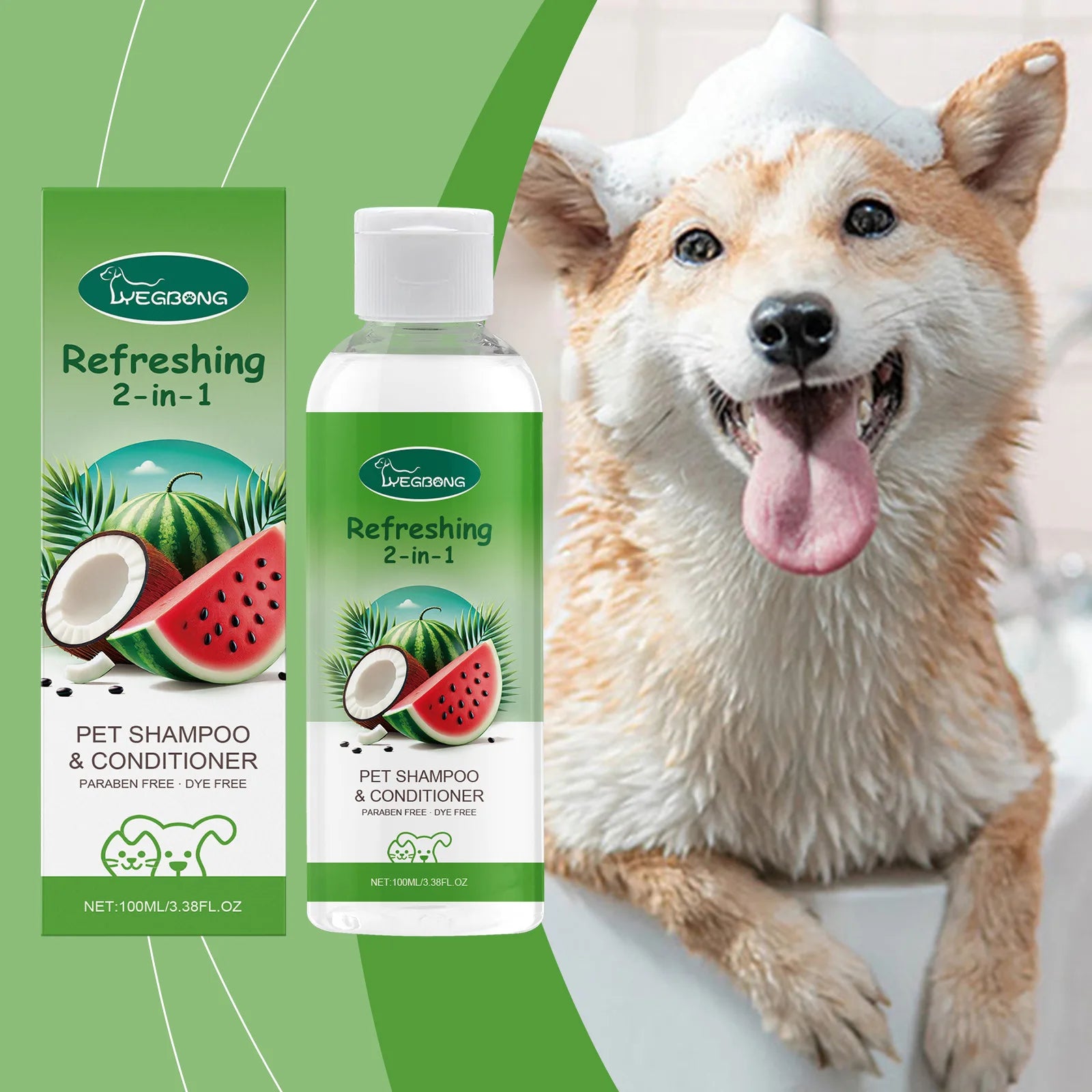 YEGBONG 2-in-1 Pet Shampoo & Conditioner – Itch Relief, Moisturizing & Odor Removal Formula for Dogs