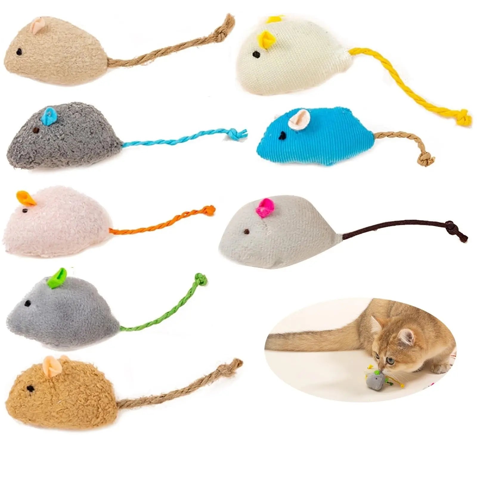 8-Pack Simulated Mouse Cat Toys – Interactive Catnip Toys for Indoor Cats and Kittens