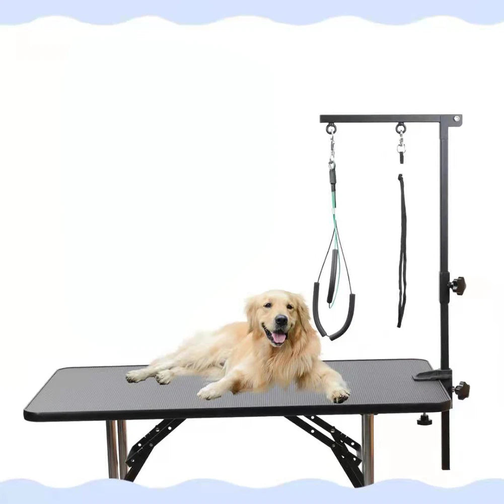 Stainless Steel Dog Grooming Stand with Adjustable Arm & Restraint Rope