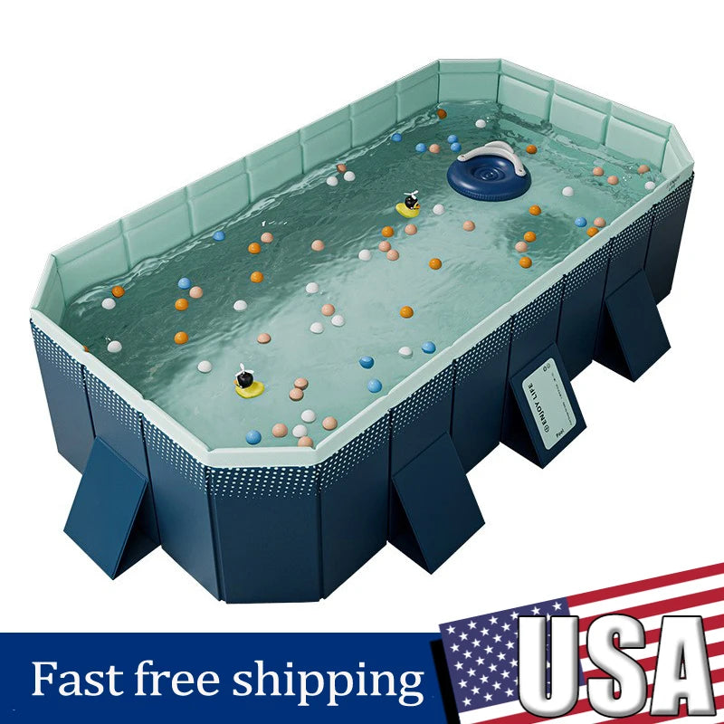 2.6m / 3m Foldable Outdoor Swimming Pool – Non-Inflatable Hard Plastic Pool for Kids, Adults & Dogs