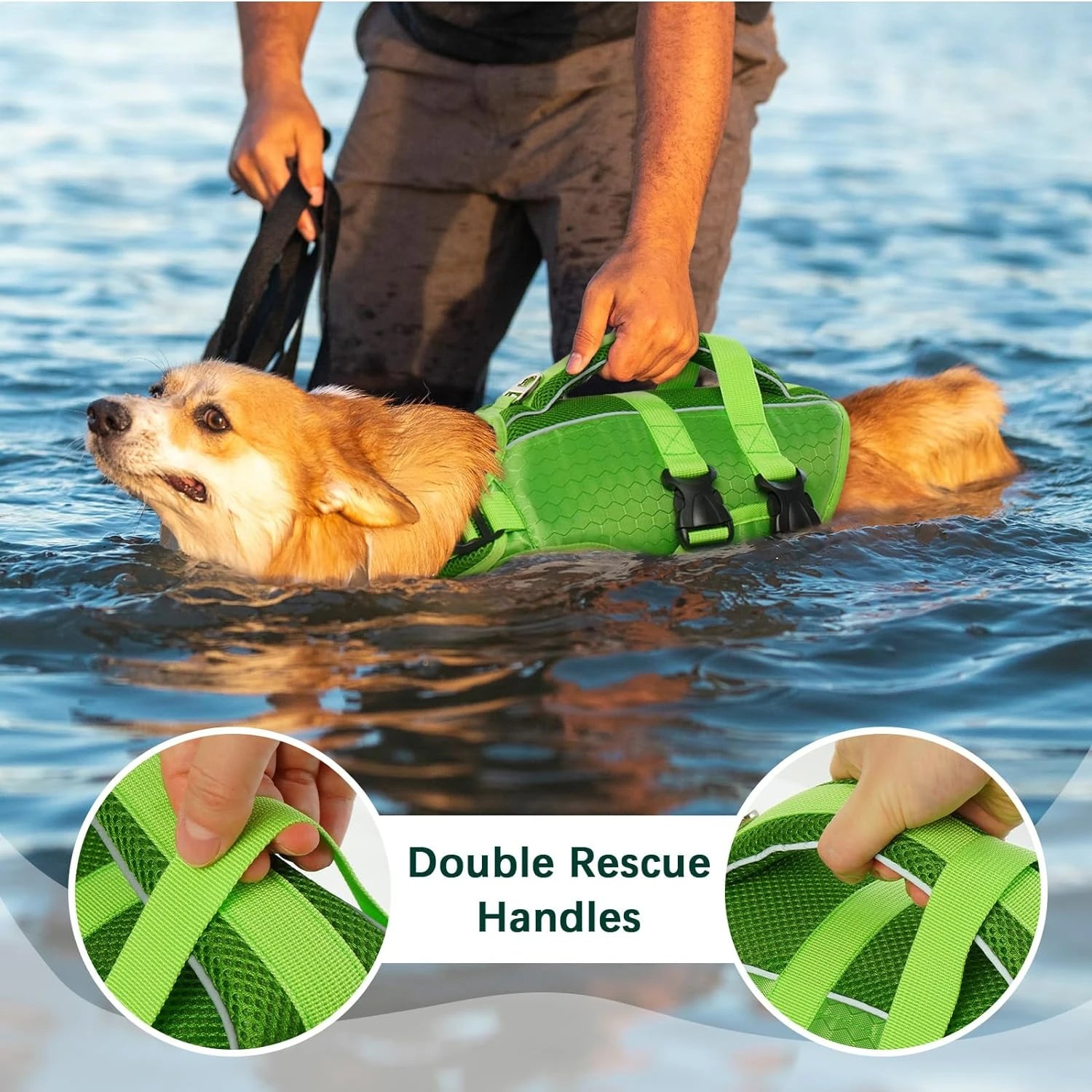 Adjustable High-Flotation Dog Life Jacket – Lightweight & Durable for All Sizes