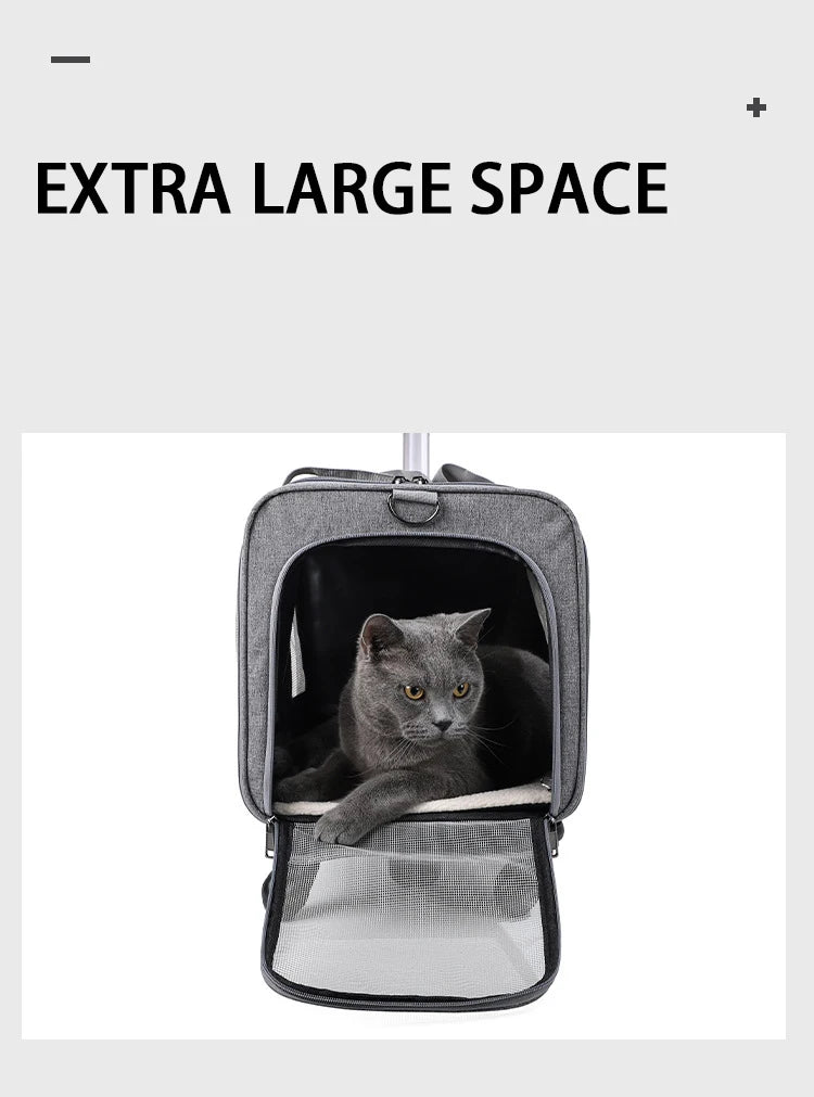 Rolling Pet Carrier – Airline Approved Travel Bag with Wheels for Dogs & Cats