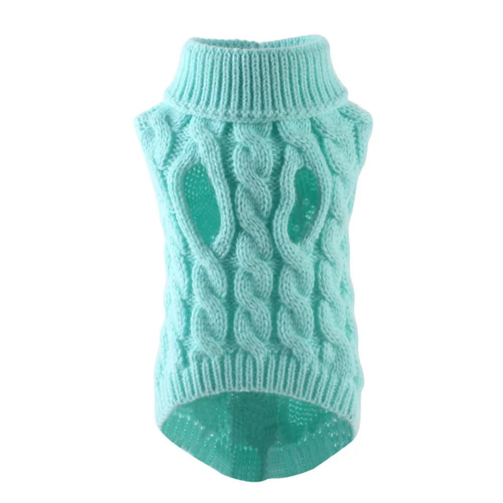 Shortened Title  Knitted Dog Sweater – Autumn/Winter Solid Twist Pattern Warm Pet Clothing