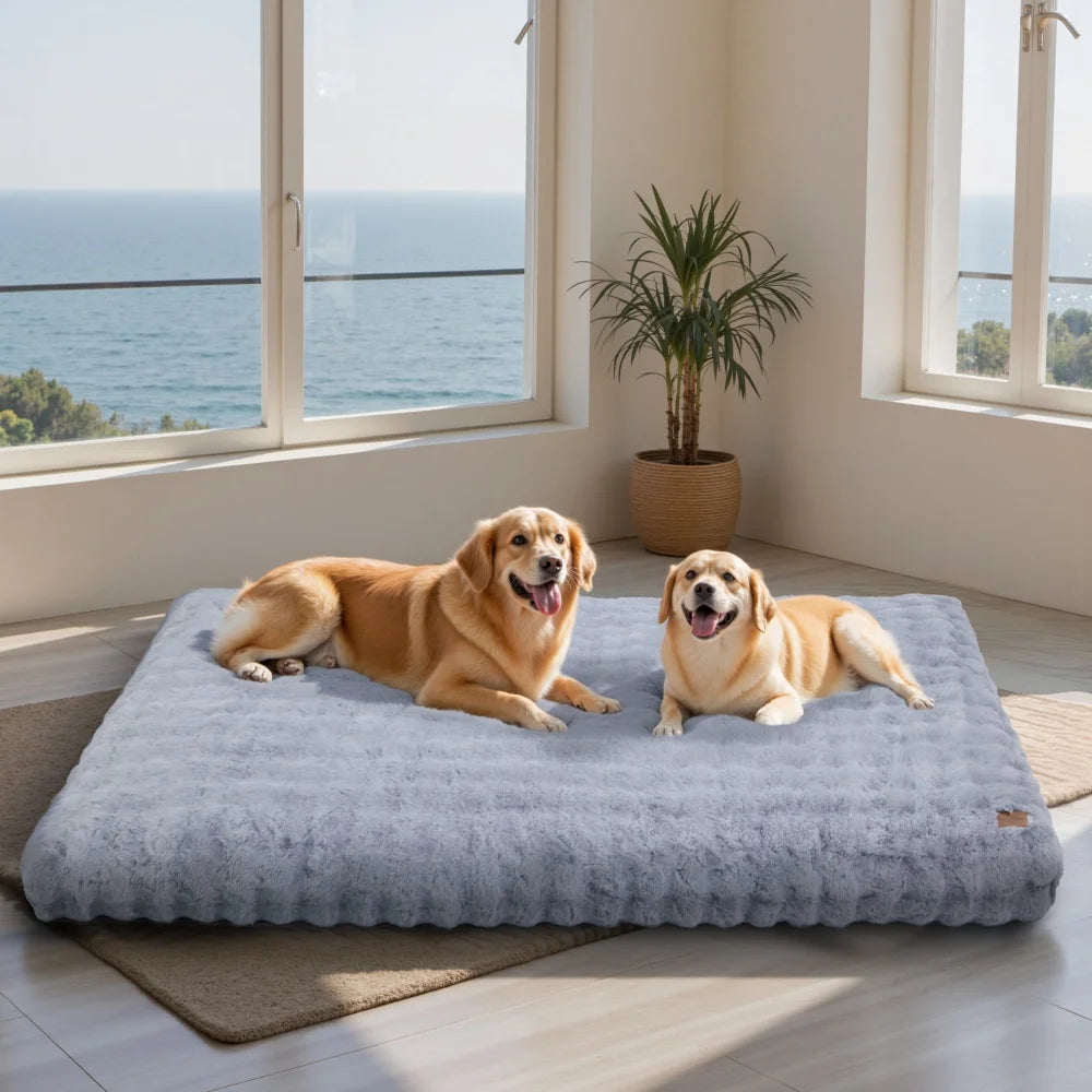 Ultra Plush Dog Bed – Soft Washable Pet Cushion Mattress for Large Dogs & Puppies