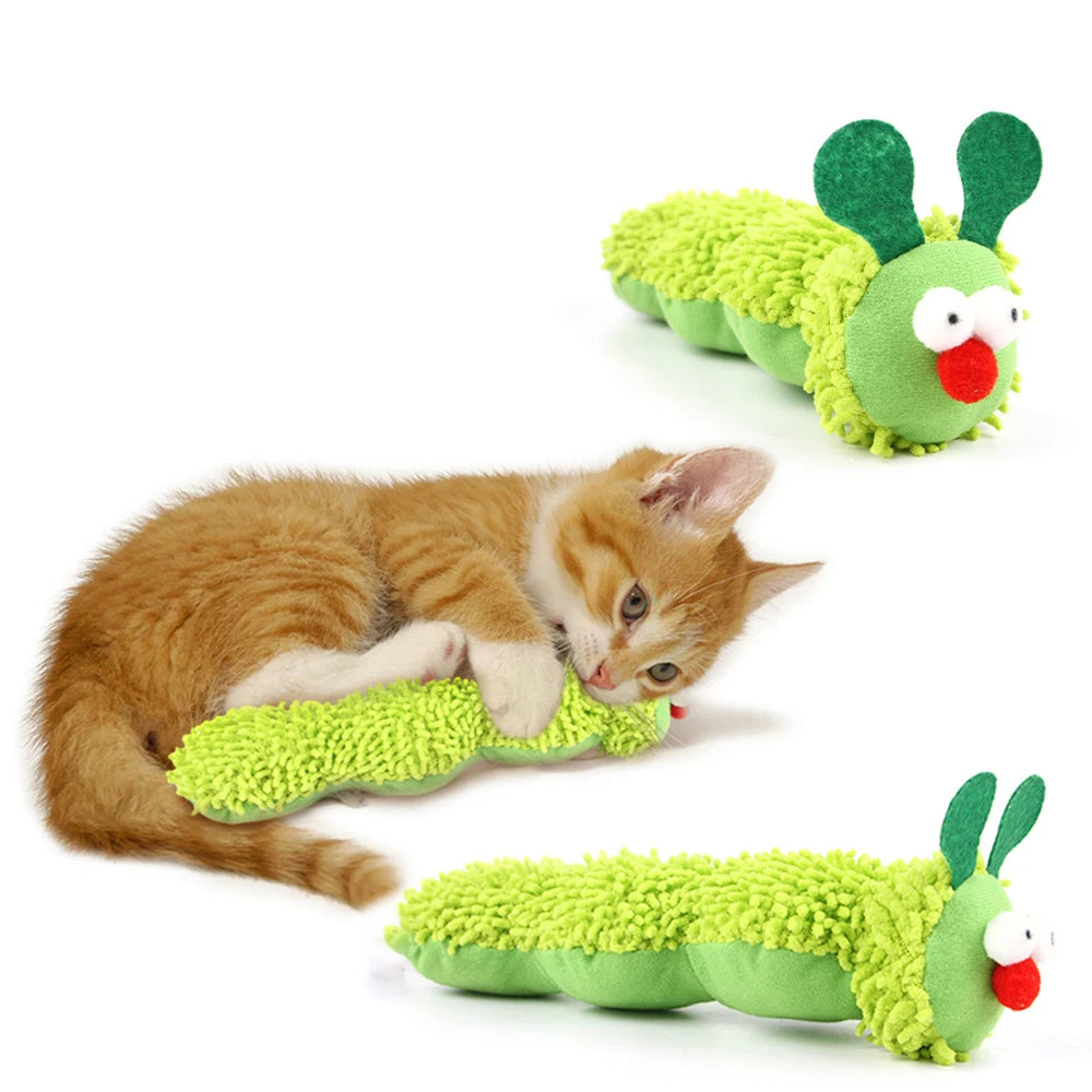 Catnip Caterpillar Chew Toy – Silvervine Molar Teaser for Interactive Play & Dental Health