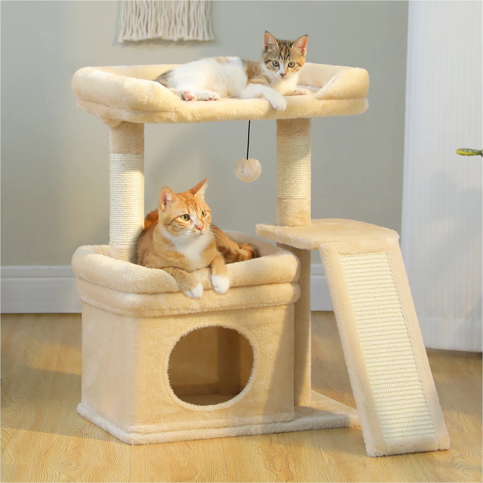 Small Cat Tree – Indoor Cat Tower with Condo, Sisal Scratcher & Toys